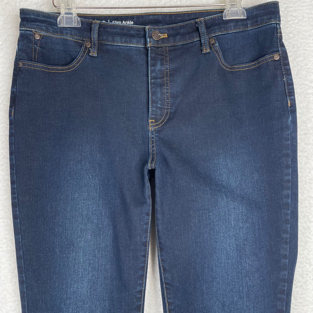 Talbots Flawless Slim Ankle Jeans Womens 12 Dark Wash Stretch Denim Blue Pants